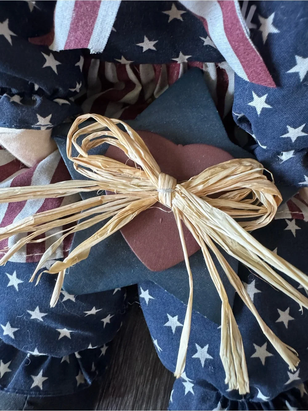Vintage Folk Art American Doll Door Wreath Stars & Stripes Home Decor Classic